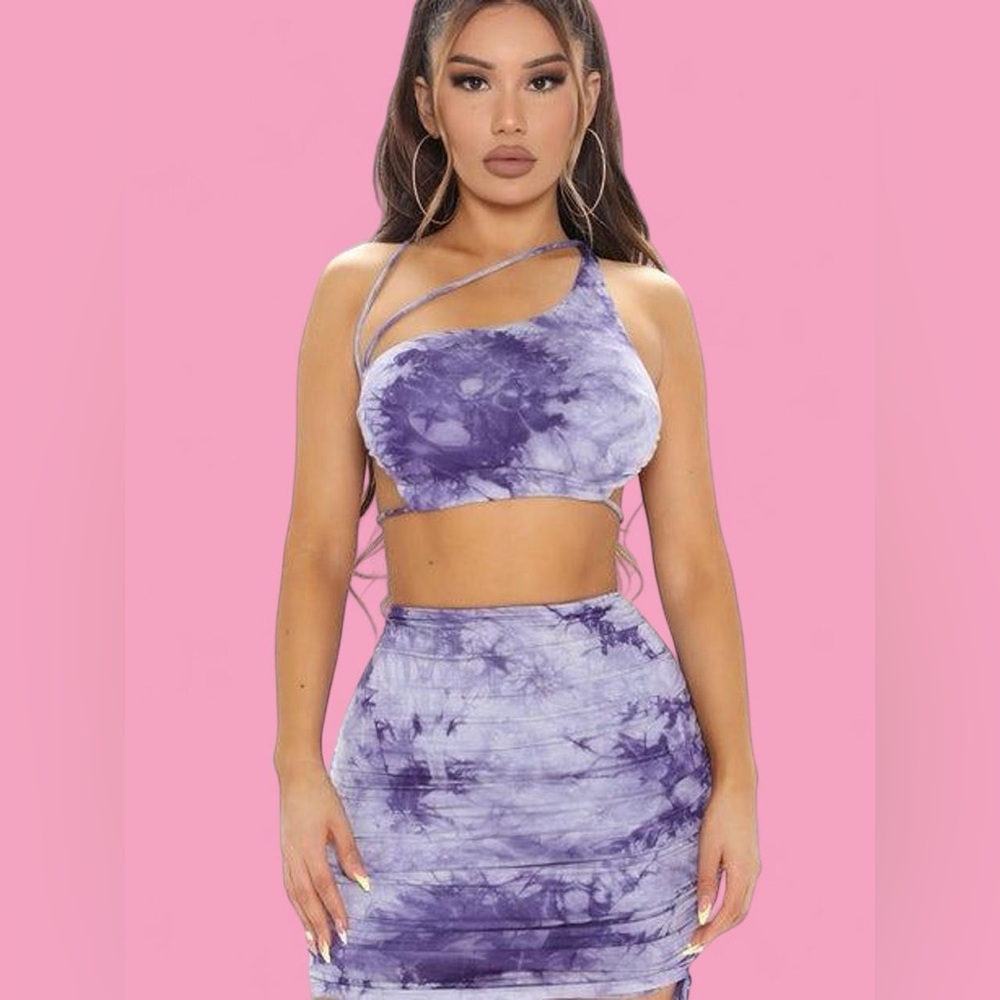 Fashion Nova Purple Tie-Dye Skirt Set - Picture 2 of 7